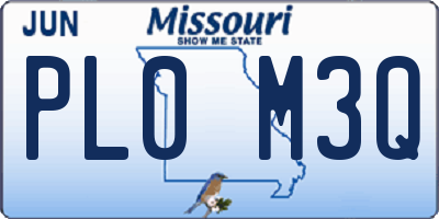 MO license plate PL0M3Q