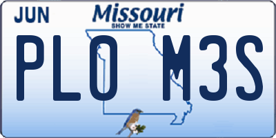 MO license plate PL0M3S