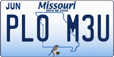 MO license plate PL0M3U
