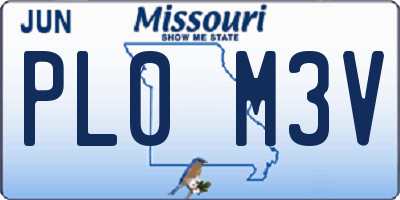 MO license plate PL0M3V