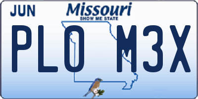 MO license plate PL0M3X