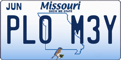 MO license plate PL0M3Y