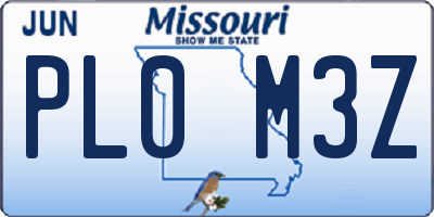 MO license plate PL0M3Z