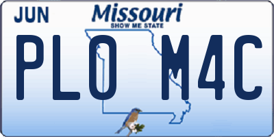 MO license plate PL0M4C
