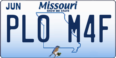 MO license plate PL0M4F