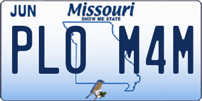 MO license plate PL0M4M
