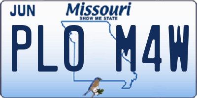 MO license plate PL0M4W