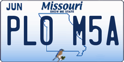 MO license plate PL0M5A
