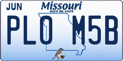 MO license plate PL0M5B