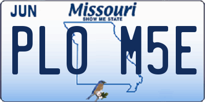 MO license plate PL0M5E