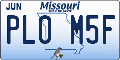 MO license plate PL0M5F
