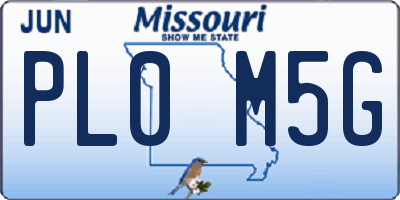 MO license plate PL0M5G