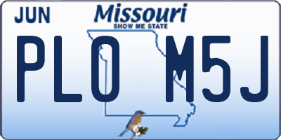 MO license plate PL0M5J
