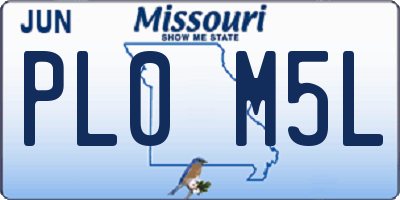 MO license plate PL0M5L