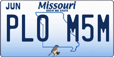 MO license plate PL0M5M