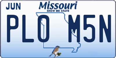 MO license plate PL0M5N