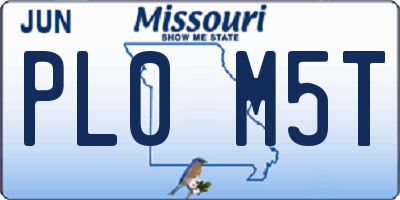 MO license plate PL0M5T