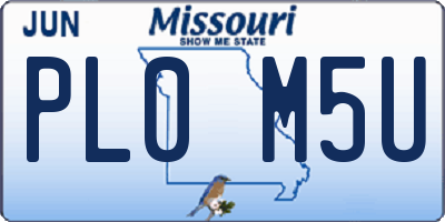 MO license plate PL0M5U
