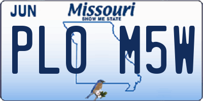 MO license plate PL0M5W