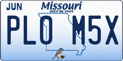 MO license plate PL0M5X