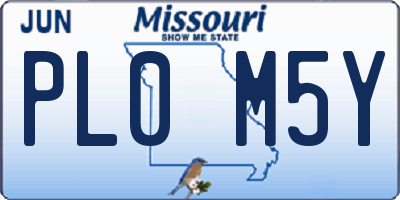 MO license plate PL0M5Y