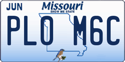 MO license plate PL0M6C