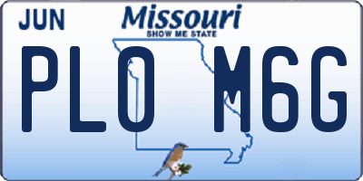 MO license plate PL0M6G