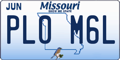 MO license plate PL0M6L