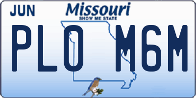 MO license plate PL0M6M