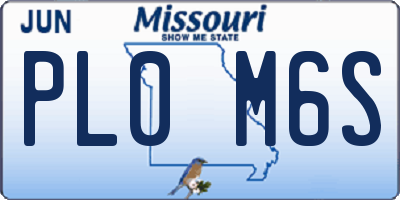 MO license plate PL0M6S
