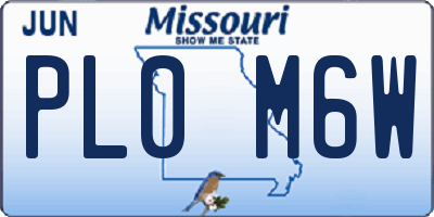 MO license plate PL0M6W