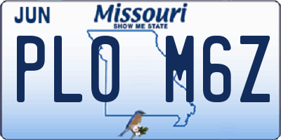 MO license plate PL0M6Z