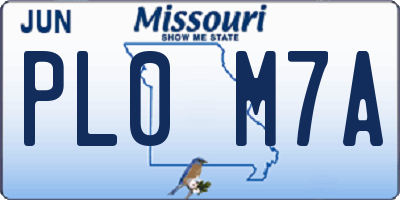 MO license plate PL0M7A