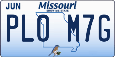 MO license plate PL0M7G