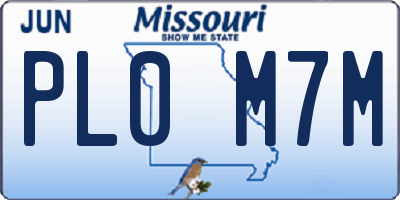 MO license plate PL0M7M