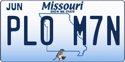 MO license plate PL0M7N