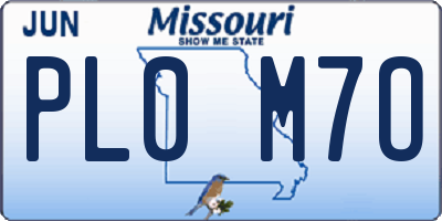 MO license plate PL0M7O