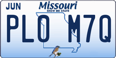 MO license plate PL0M7Q