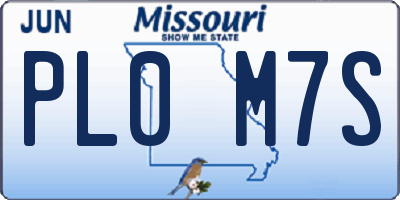 MO license plate PL0M7S