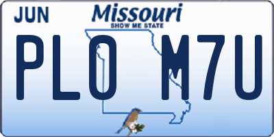 MO license plate PL0M7U