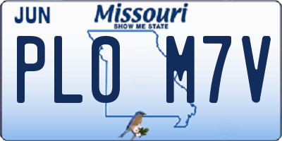 MO license plate PL0M7V