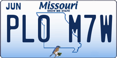 MO license plate PL0M7W