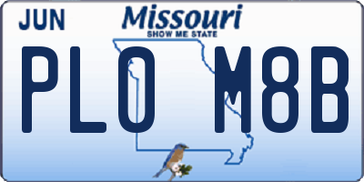 MO license plate PL0M8B