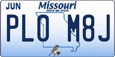 MO license plate PL0M8J