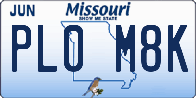 MO license plate PL0M8K