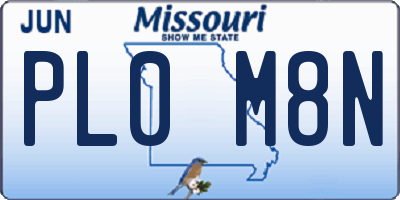 MO license plate PL0M8N