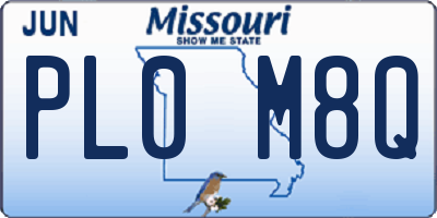 MO license plate PL0M8Q