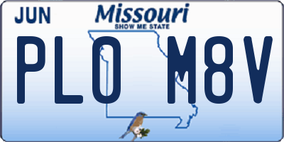 MO license plate PL0M8V