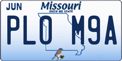 MO license plate PL0M9A