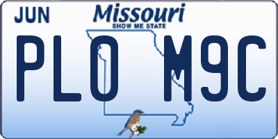 MO license plate PL0M9C